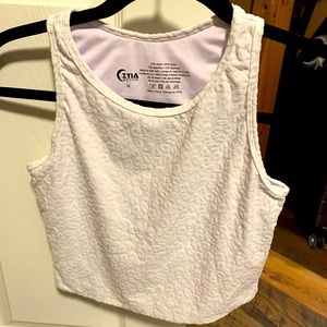 Zyia White leopard crop top
